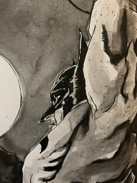 Image 2 of Batman (Leaps) - Original ink and watercolor painting 23 x 29"