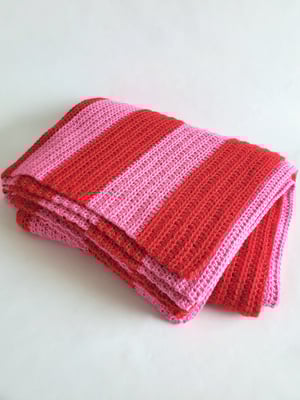 Image of Pink & Red Striped Blanket