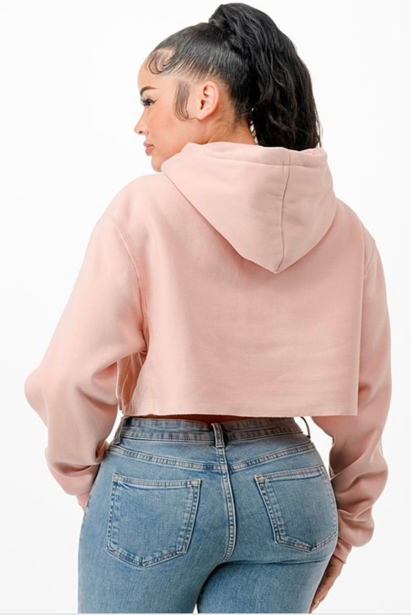 Baby pink cropped hoodie hot sale