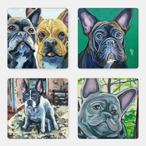 Image of French Bulldog Acrylic Coaster Set