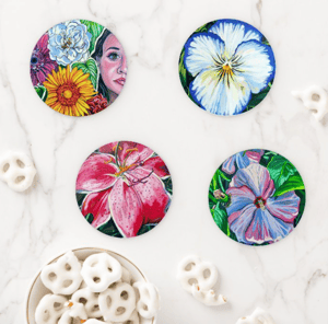 Image of Feminine Flower Acrylic Coaster Set