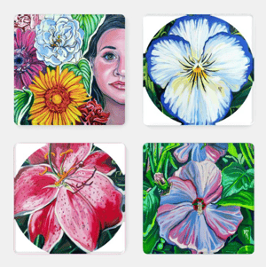 Image of Feminine Flower Acrylic Coaster Set