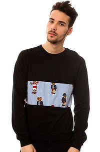 Image 1 of Black Teddy Bear Stripe Sweatshirt
