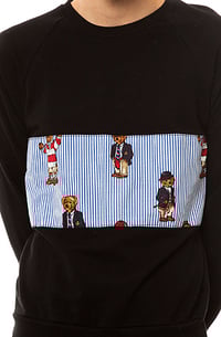 Image 2 of Black Teddy Bear Stripe Sweatshirt