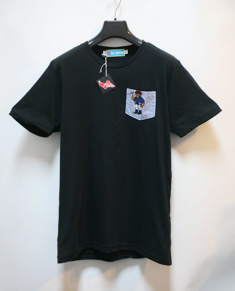Image of Black Teddy Bear Pocket Tee Shirt