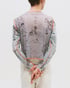 'Morning Glory' Mesh Long Sleeve Top with front cut Image 2