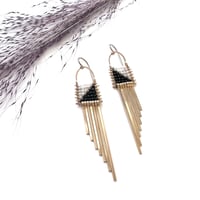 Image 1 of Black and White Asymmetrical Earrings