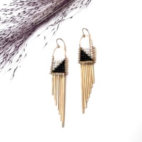 Image 3 of Black and White Asymmetrical Earrings