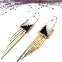 Image 4 of Black and White Asymmetrical Earrings