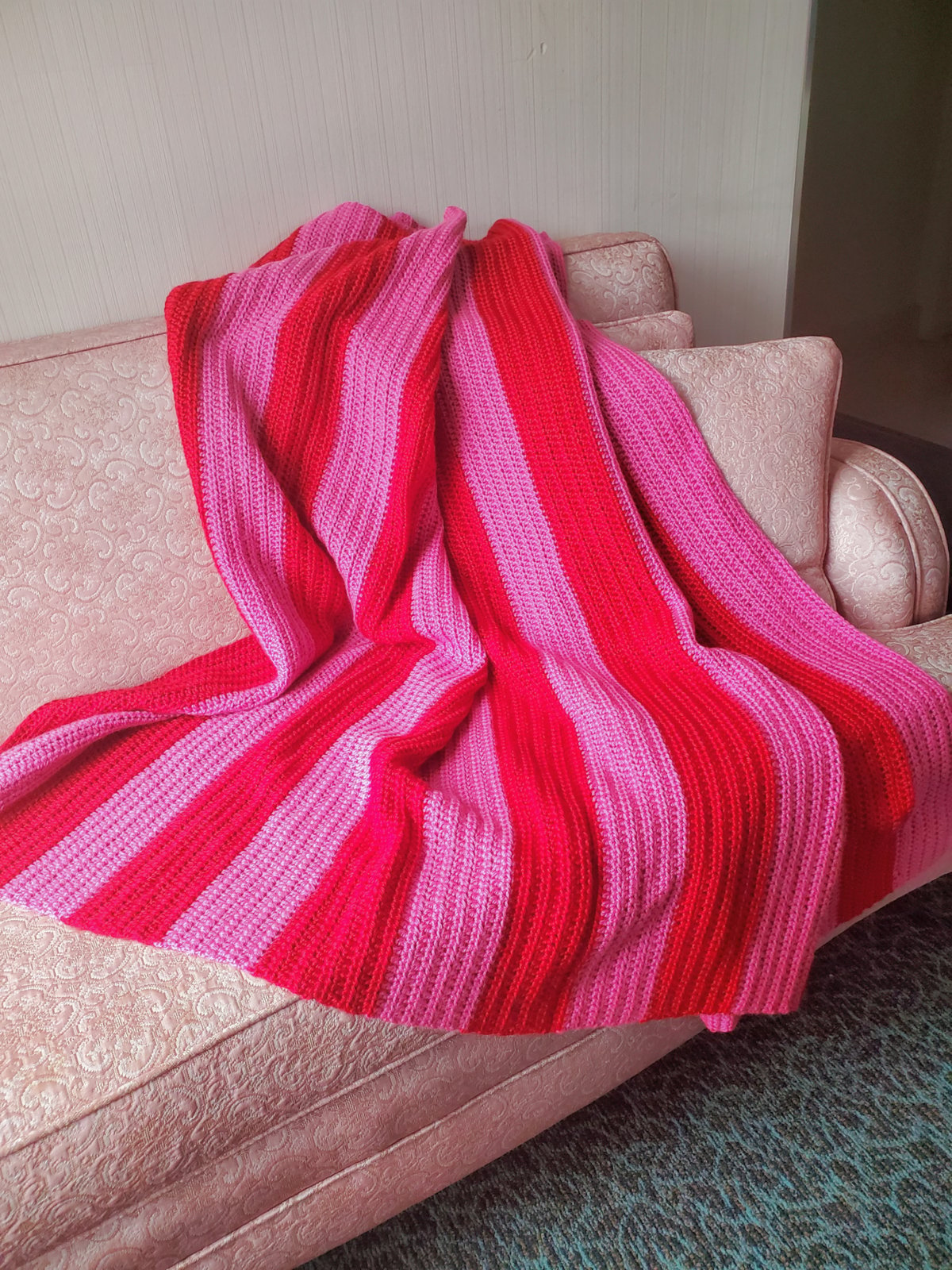 Pink Red Striped Blanket Resurrect Craft