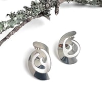 Image 1 of Stunning Vintage Taxco Modern Swirl Silver Earrings