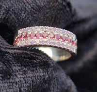 Image 1 of Pink Sapphire and Garnet Pave Band Sz5