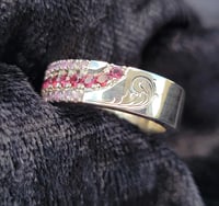 Image 3 of Pink Sapphire and Garnet Pave Band Sz5