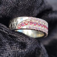 Image 4 of Pink Sapphire and Garnet Pave Band Sz5