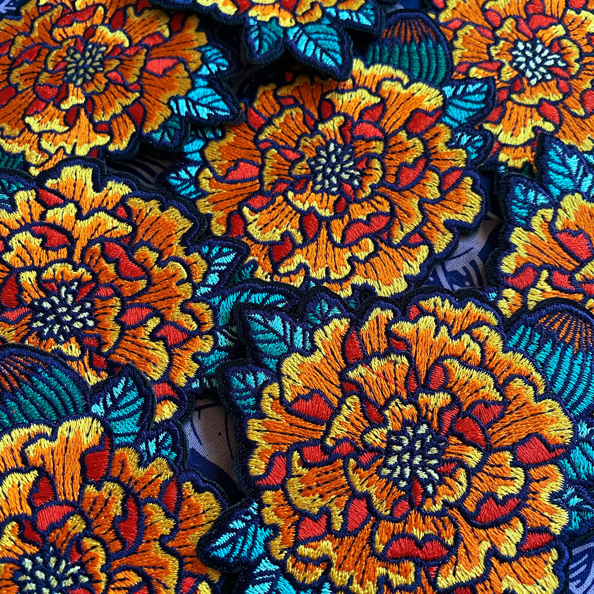 Marigold Flower Embroidered Iron On Patch - Beyond Vision Mall