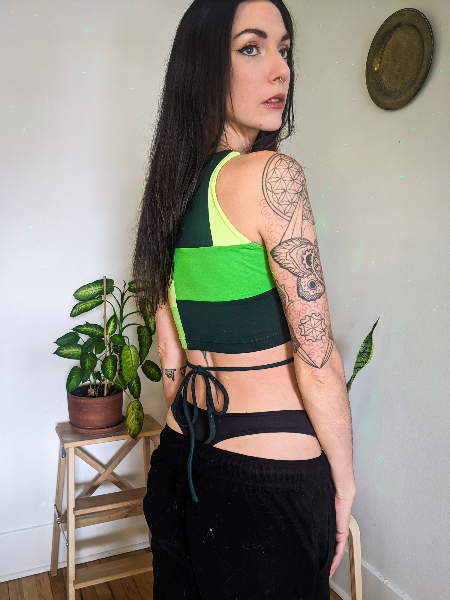 Image of Custom Patchwork Waist Tie Crop Top