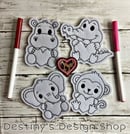 Image 1 of Reusable Coloring Valentines Animals 