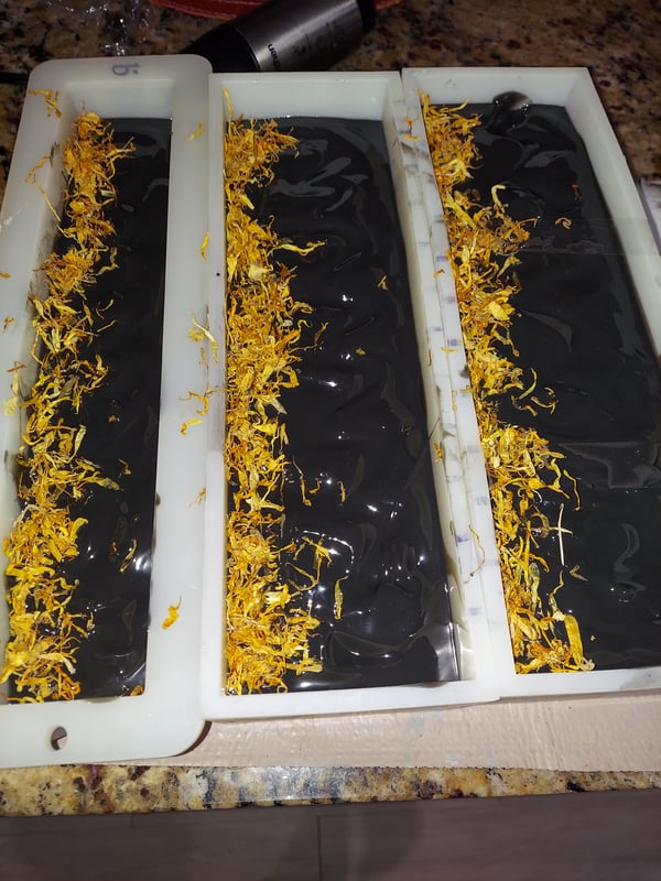 Image of Black Soap with Tumeric & Calendula Petals