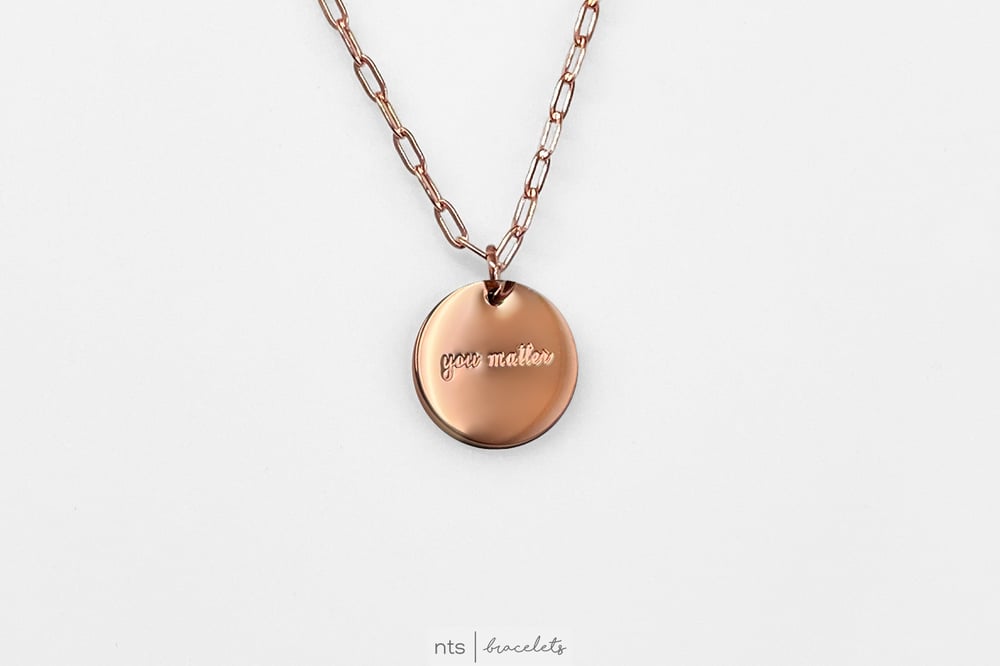 Image of SEMI COLON/MENTAL HEALTH AWARENESS BUTTERFLY NECKLACE (Rose Gold)