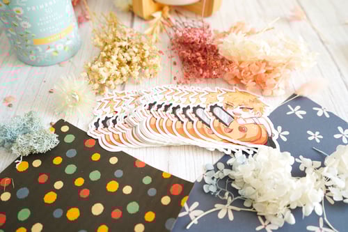 Image of Denji with Pumpkin Pochita Vinyl Sticker