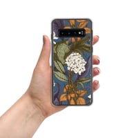 Image 4 of Art Nouveau Inspired Blue, Orange and White Boho Hippie Floral Sketch Clear Case for Samsung®