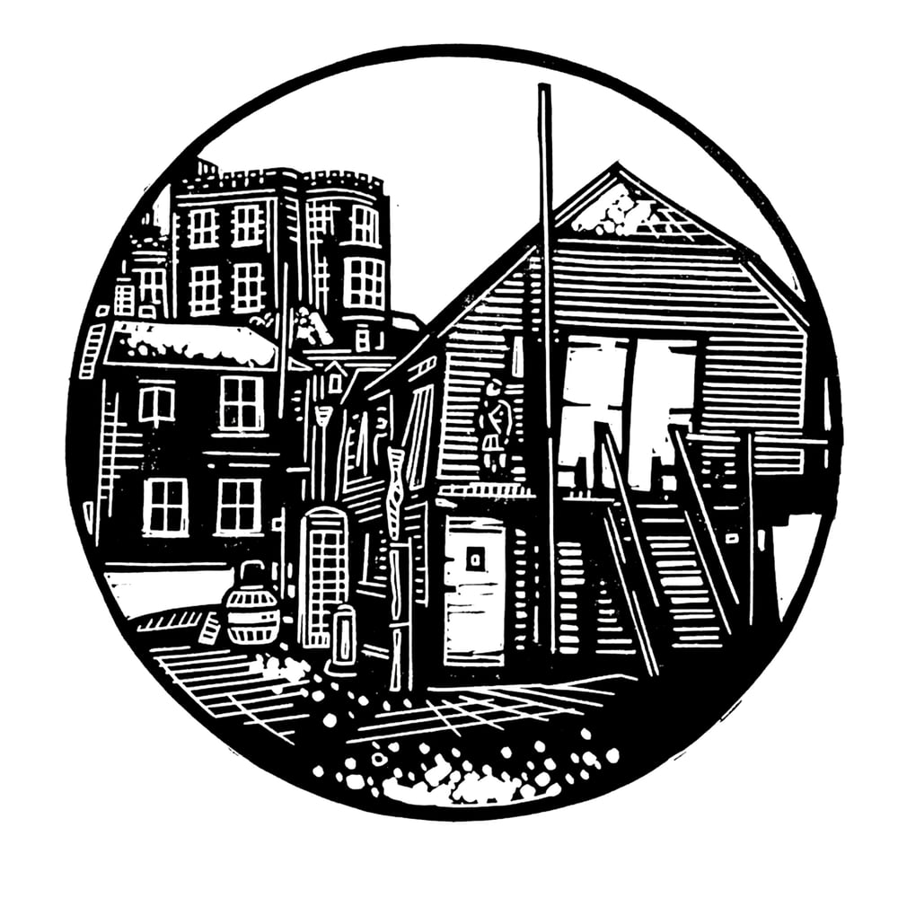 Lookout linocut print