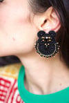 Retro Black - Boucles brodées fermoirs clous 