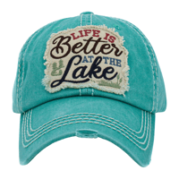 Image 2 of Life is Better at the Lake Vintage Embroidered Baseball Cap for Ladies