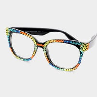 Image 2 of Square Crystal Optical Frames, Bling Vanity Glasses, Gift for Mom