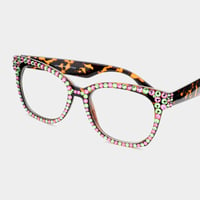 Image 5 of Square Crystal Optical Frames, Bling Vanity Glasses, Gift for Mom