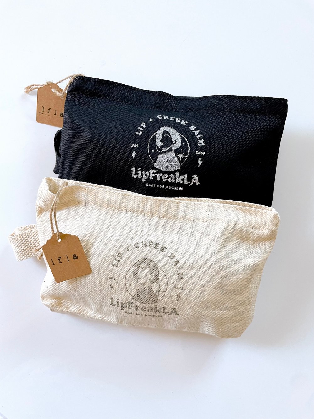 "LFLA" Recycled 100% Cotton Canvas Beauty Bag with Zipper 