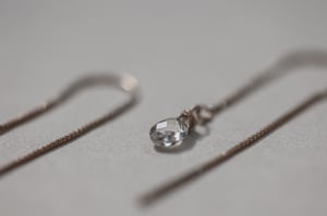 Image of 9ct gold box chain white topaz drop earrings