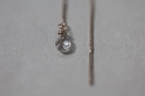 Image of 9ct gold box chain white topaz drop earrings