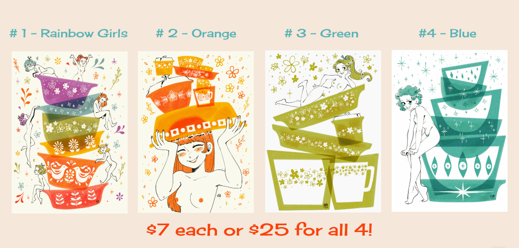 Image of Pyrex Pinup Postcard Prints 