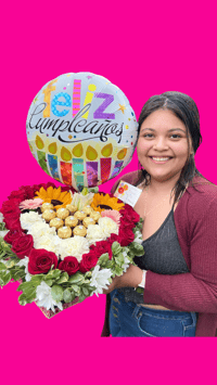 Arreglo de Corazon con Globo para Cumpleanos 