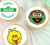 24 PERSONALISED Sesame Street / Happy Birthday / Edible Cupcake or Cookie Toppers