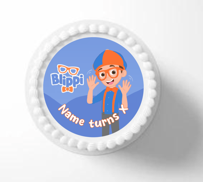PERSONALISED Pre-cut BLIPPI / Birthday / Edible Cupcake, Cake or Cookie Toppers