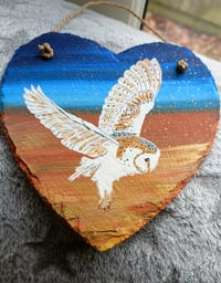 Image 2 of Barn owl on slate heart