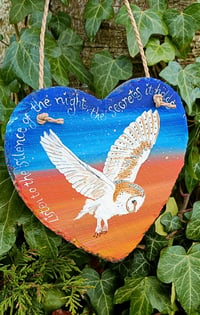 Image 5 of Barn owl on slate heart