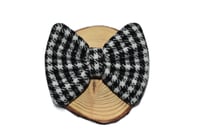 Monochrome Houndstooth Wool Blend Bow