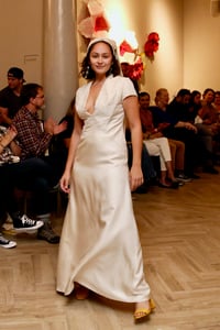 Image 2 of Dagny Beaded Silk Retro-Inspired Bridal Gown
