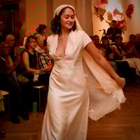 Image 3 of Dagny Beaded Silk Retro-Inspired Bridal Gown