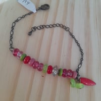 Image 1 of Bracelet rose, vert tendre et rouge