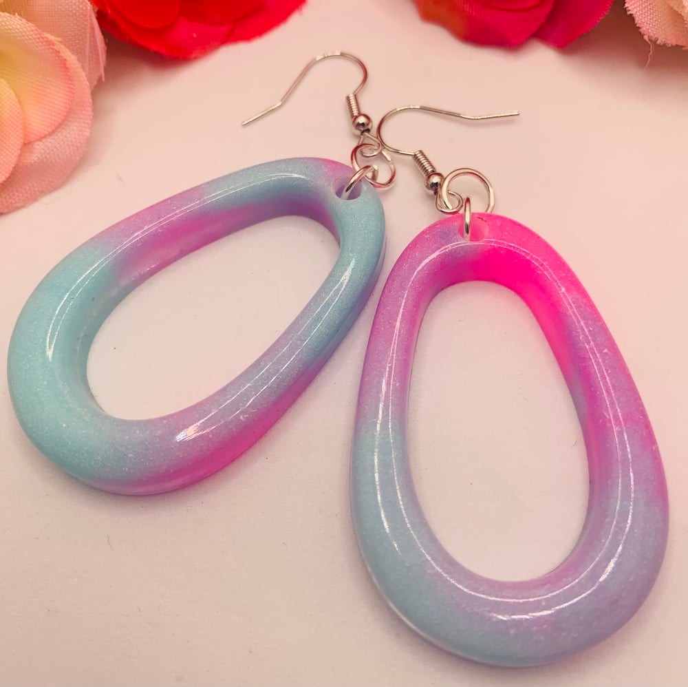 Image of Cotton candy resin earrings