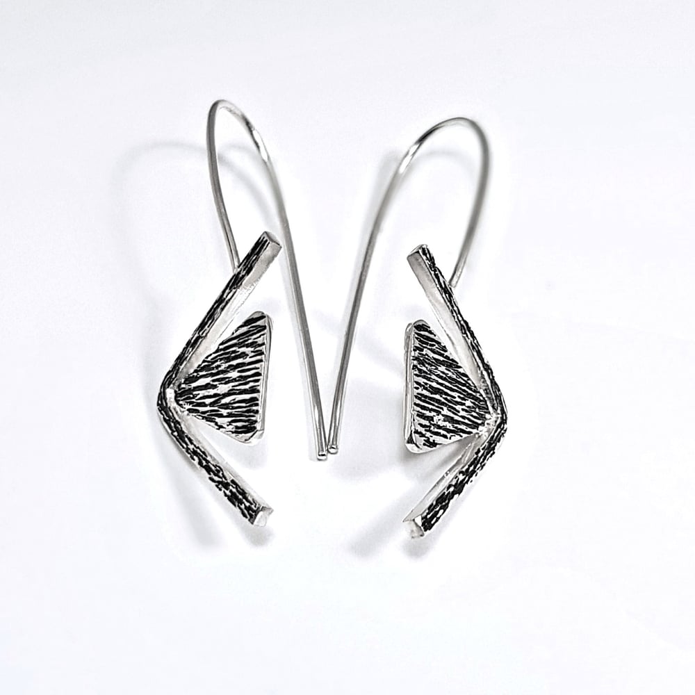 Image of Geometric Silver Earrings, Sterling Silver Triangle Earrings, Contemporary Handmade Jewellery