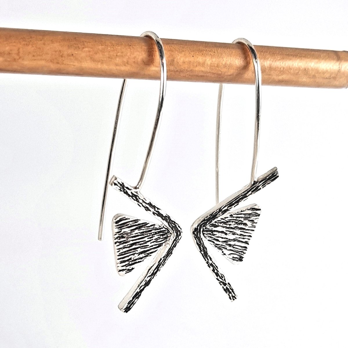 Image of Geometric Silver Earrings, Sterling Silver Triangle Earrings, Contemporary Handmade Jewellery