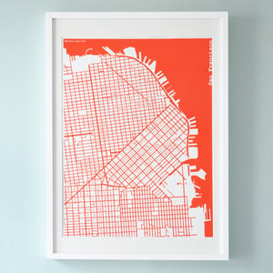 Image of Red Silk-Screen Printed Map of San Francisco