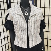 Image 2 of Black & White Butterfly Cropped Jacket