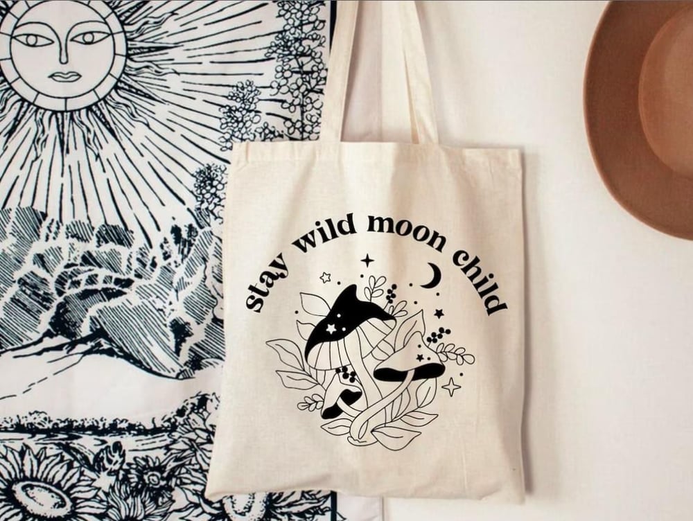 Image of Stay Wild Moon Child Reusable Canvas Tote Bag