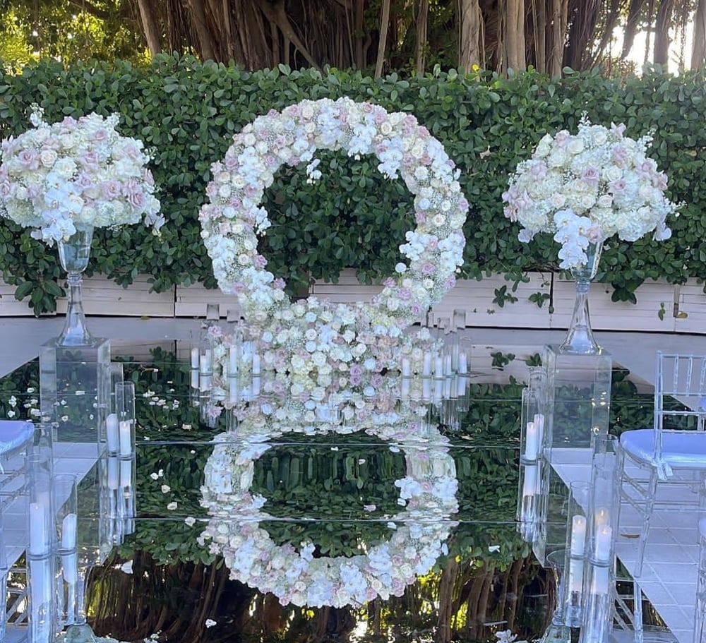 Image of Wedding Aisle design Artificial flowers 